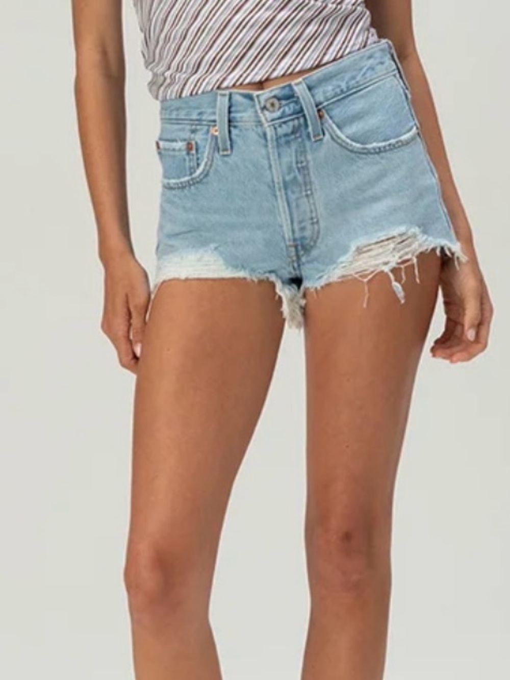 Levi's Light Blue Distressed Denim Cutoff Shorts